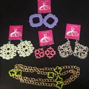 Moon and Lola Jewelry Lot- 4 earrings, 1 necklace